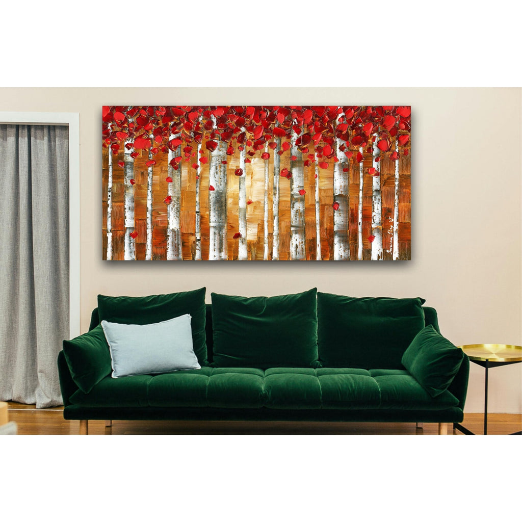 Birch Trees Landscape Abstract Wall Art PRINT On Stretched Canvas-s-xl -Susanna