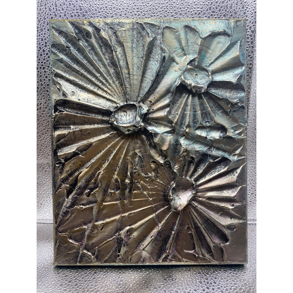 ORIGINAL Celestial Abstract Textured painting, Metallic Palette knife Impasto Art, No. 2, Small 8" x 10"
