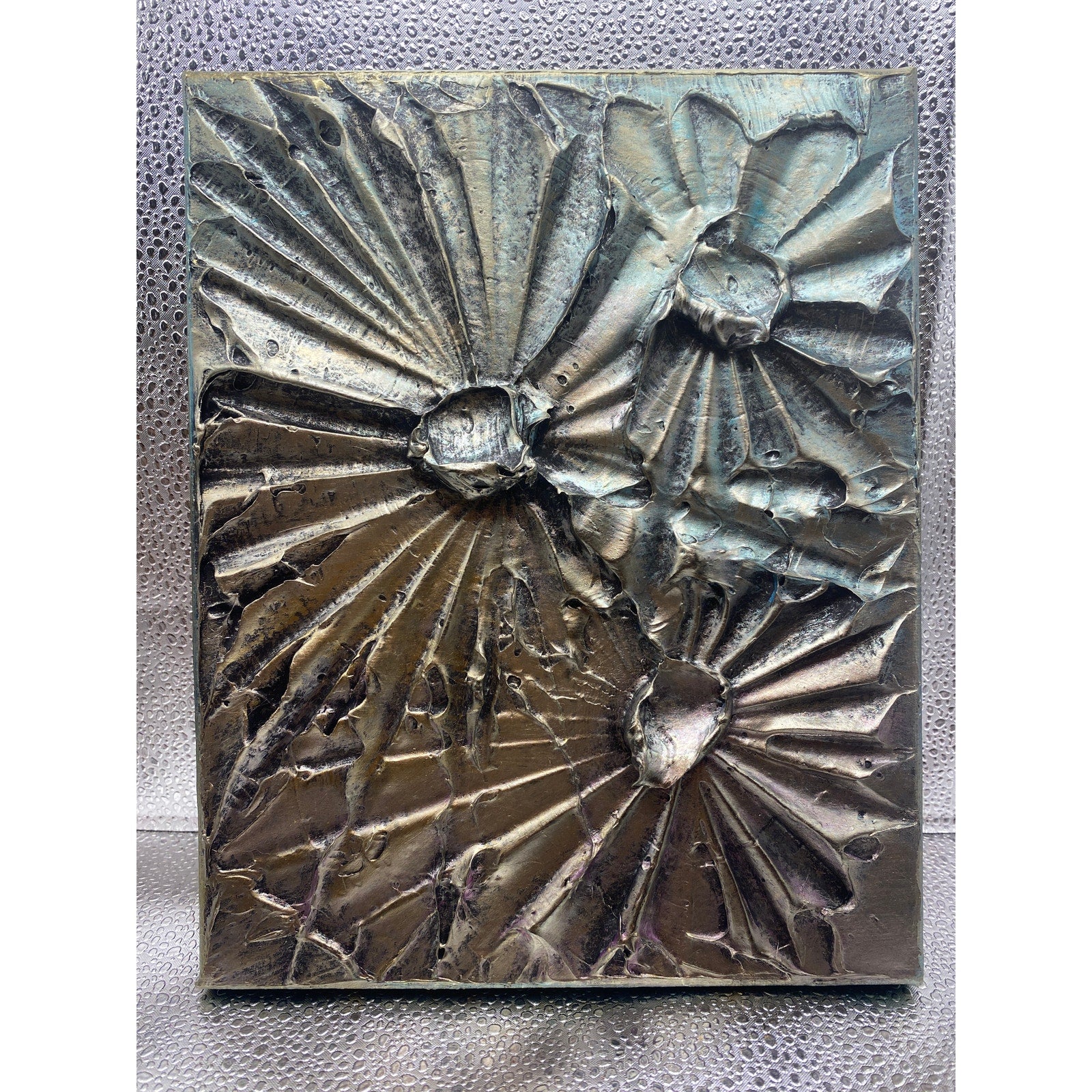 ORIGINAL Celestial Abstract Textured painting, Metallic Palette knife Impasto Art, No. 2, Small 8" x 10"