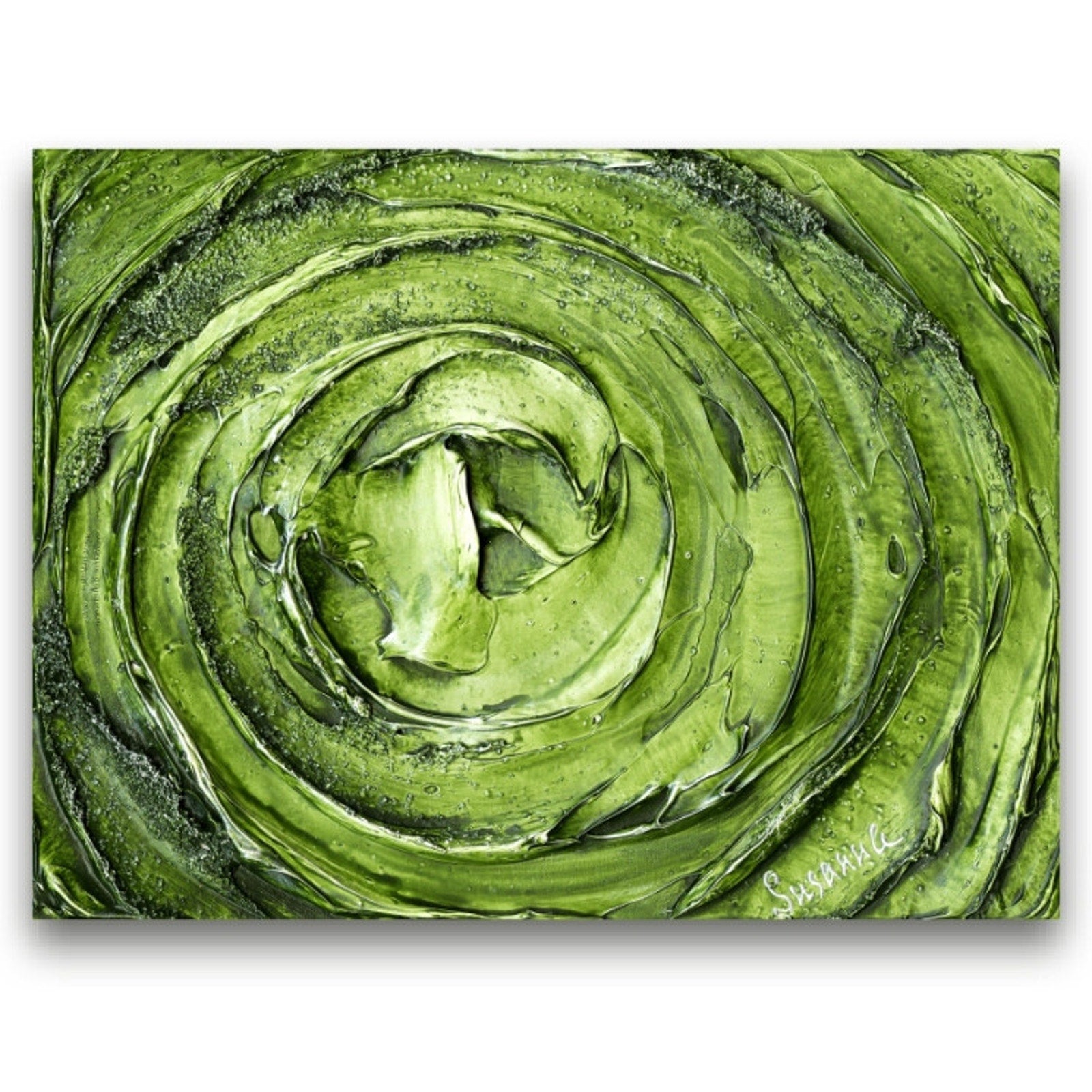 Vortex Art Green Abstract Wall Art Canvas PRINT Home Decor by Susanna Shap
