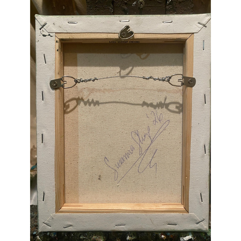 ORIGINAL small oil painting floral white poppies flowers landscape oil on canvas Textured Palette knife art 8x10” - Susanna Shap