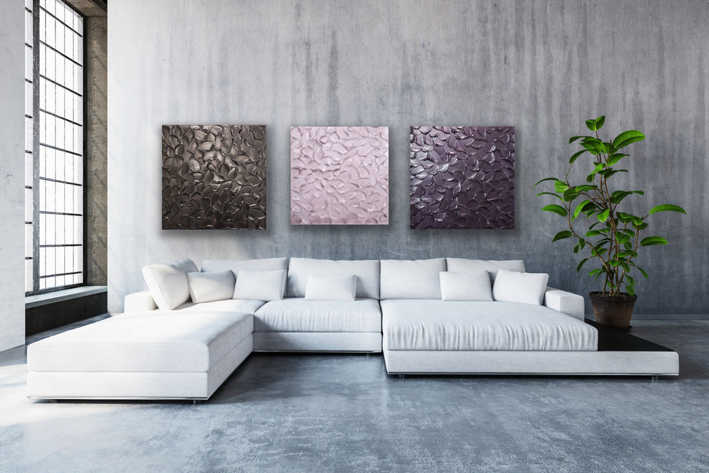 Lilac Smoky purple Abstract Minimalist ORIGINAL Metallic Textured Painting palette knife Impasto, Abstract Wall Art -MADE2ORDER-Mix & match