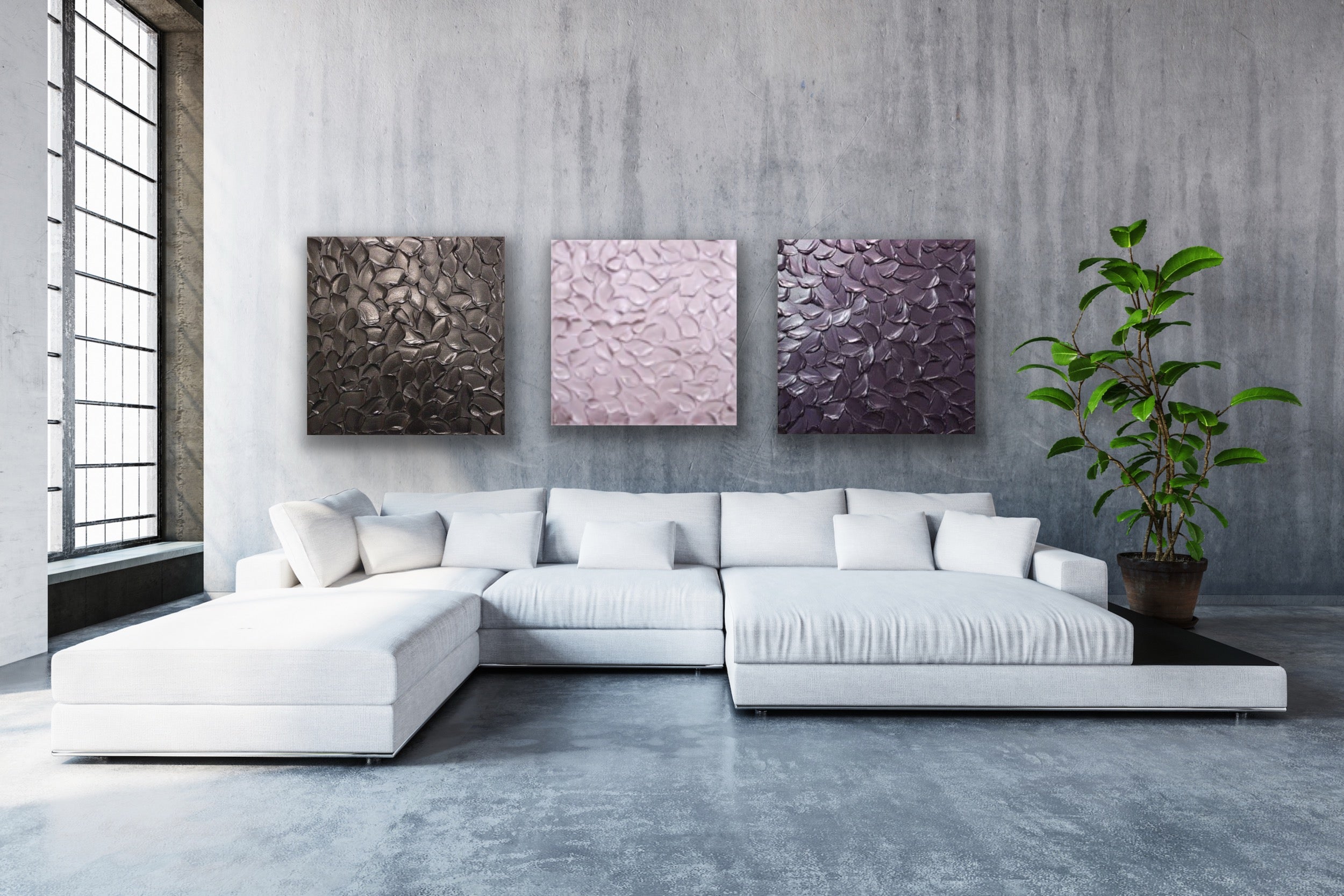 Lilac Smoky purple Abstract Minimalist ORIGINAL Metallic Textured Painting palette knife Impasto, Abstract Wall Art -MADE2ORDER-Mix & match