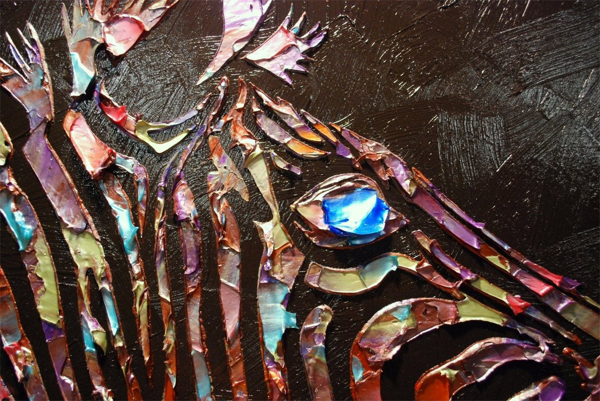 Original Textured Abstract Zebra Painting, Black Multi Colored palette knife impasto Fine Art MADE2ORDER - Susanna Shap