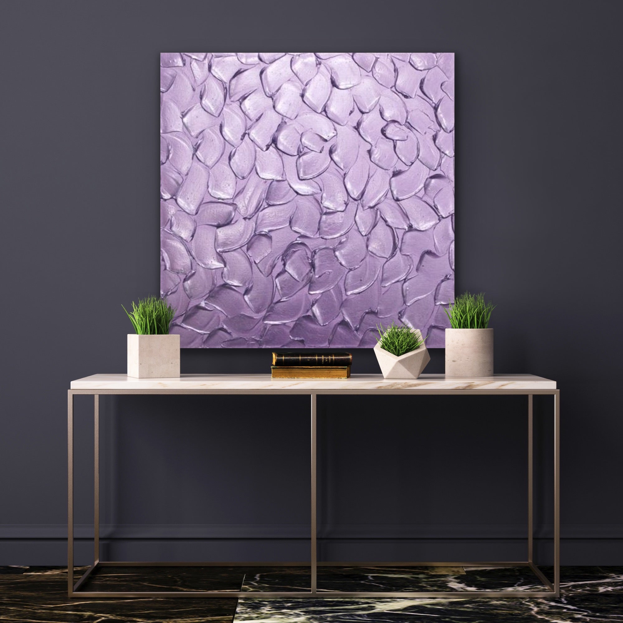 Lavender Purple Abstract Minimalist ORIGINAL Metallic Textured Painting palette knife Impasto, Abstract Wall Art -MADE2ORDER-Mix & match