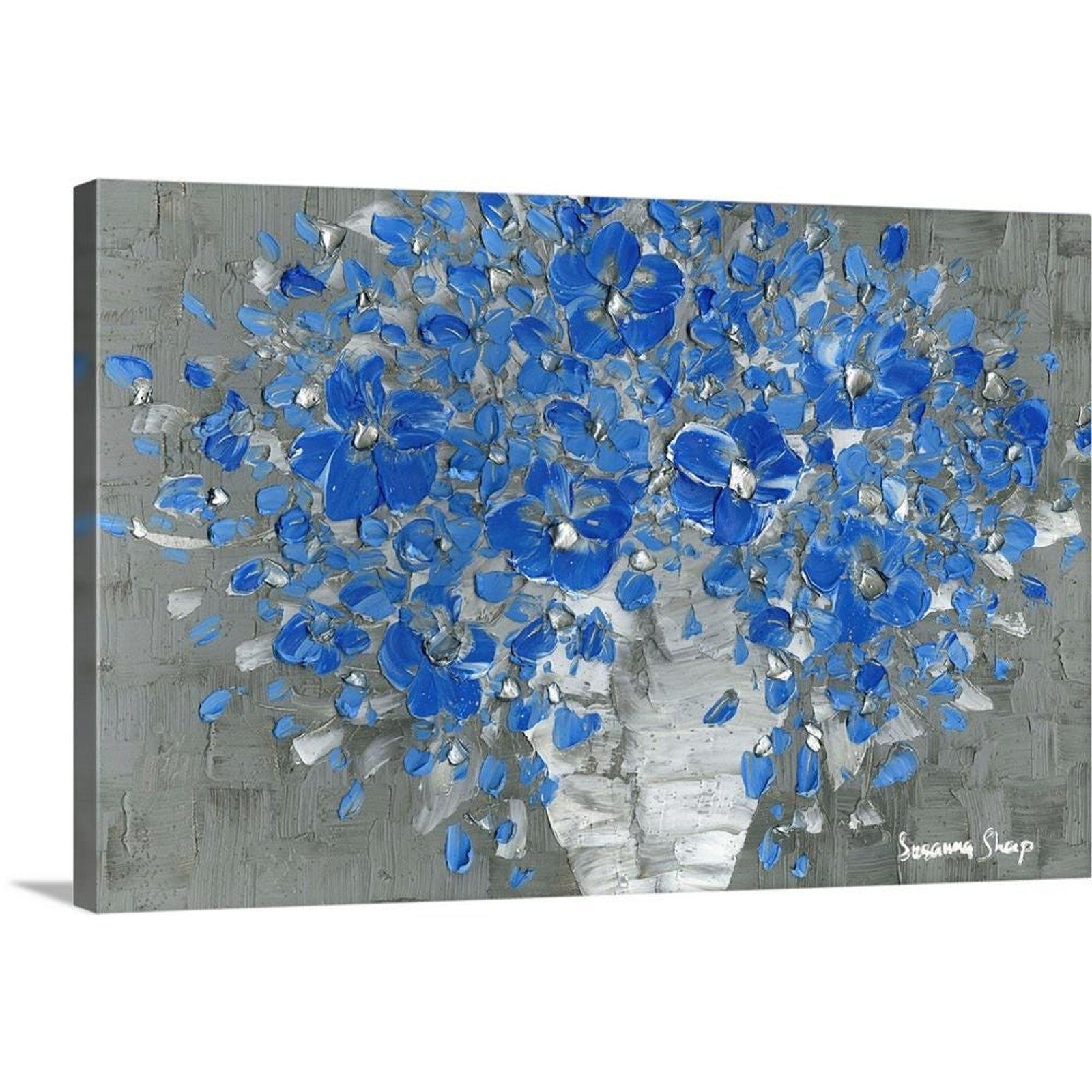 Cornflower Blue Floral Bouquet Canvas Art PRINT, Susanna Shap