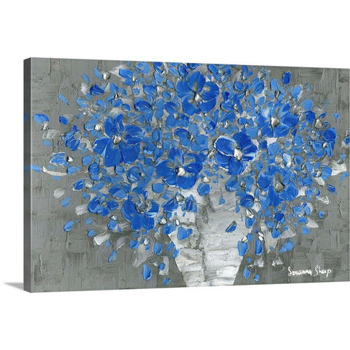 Cornflower Blue Floral Bouquet Canvas Art PRINT, Susanna Shap
