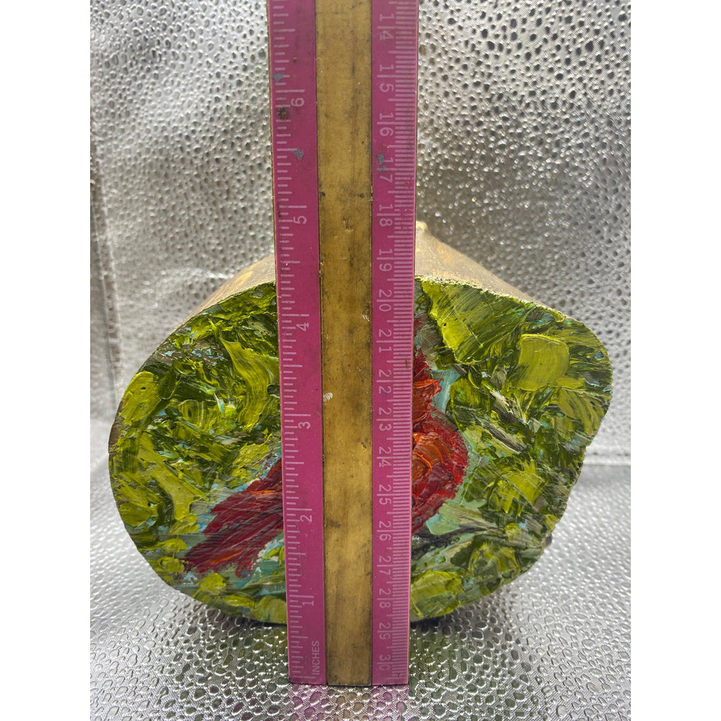 ORIGINAL Red Cardinal Bird Small oil painting, impasto on wood- by Susanna Shap