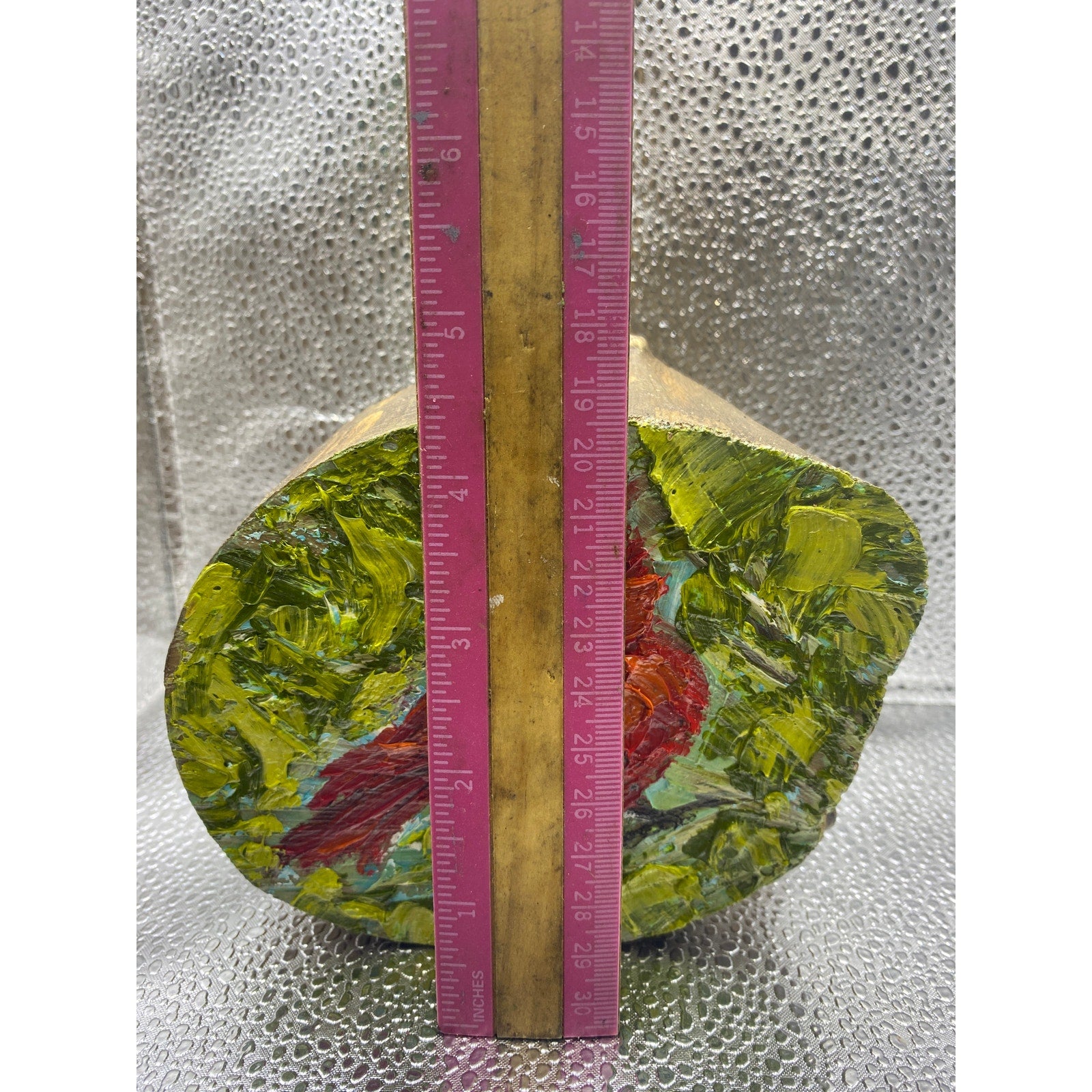 ORIGINAL Red Cardinal Bird Small oil painting, impasto on wood- by Susanna Shap
