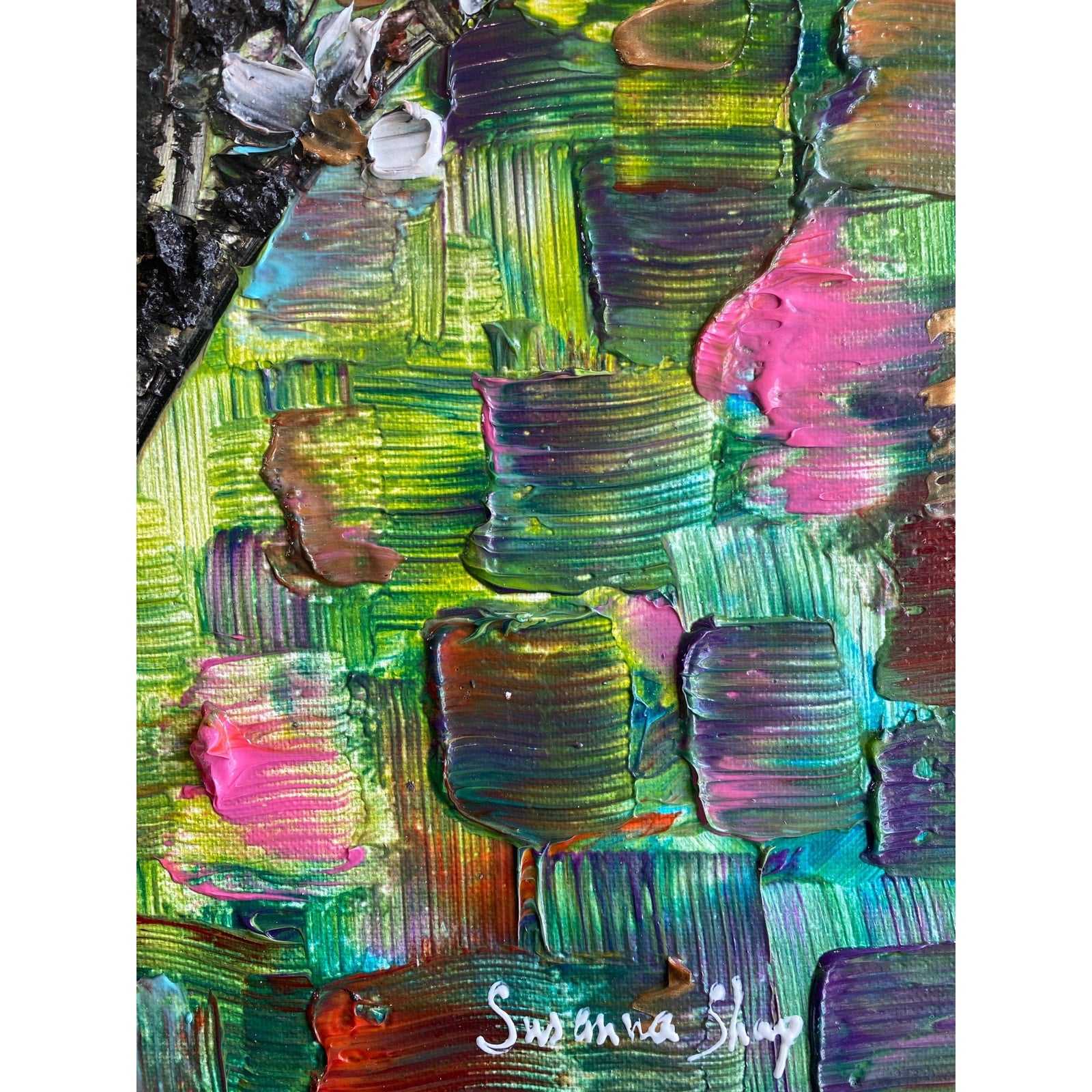 Original Palette Knife Cherry Blossom Painting, Textured Impasto Art (18"x24")