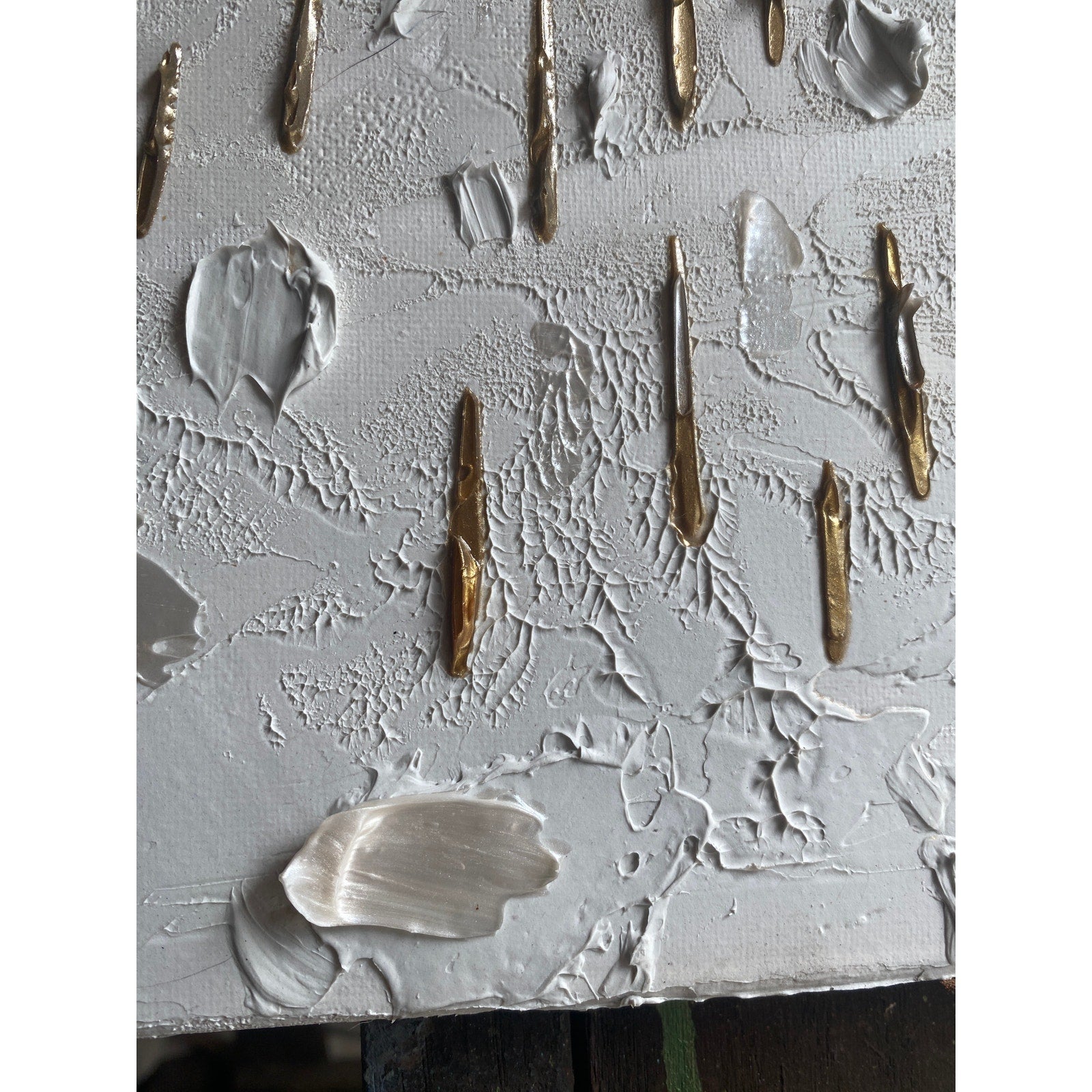 Butterfly Fairy ORIGINAL Art Abstract White & Gold Textured painting, HandMade Artwork Canvas wall art  16x20"