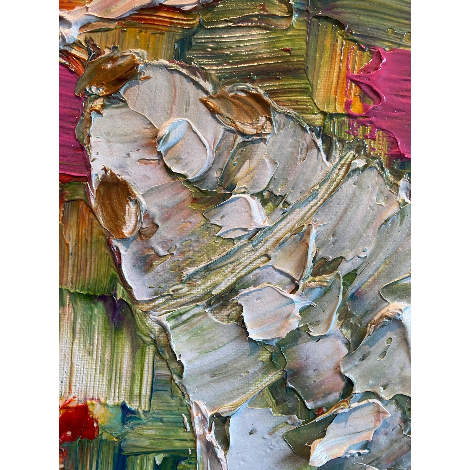 Original Koi Fish Painting: Textured Palette Knife impasto multicolored Fine Art (18"x24")