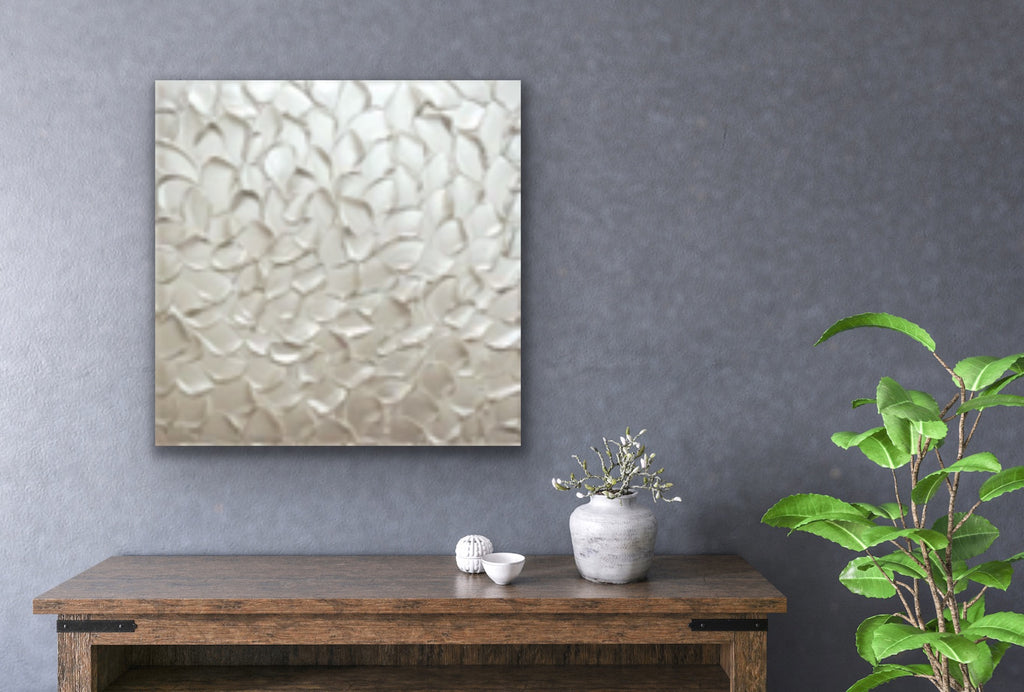 White pearl Abstract Minimalist ORIGINAL Textured Painting palette knife Impasto, Abstract Wall Art -MADE2ORDER