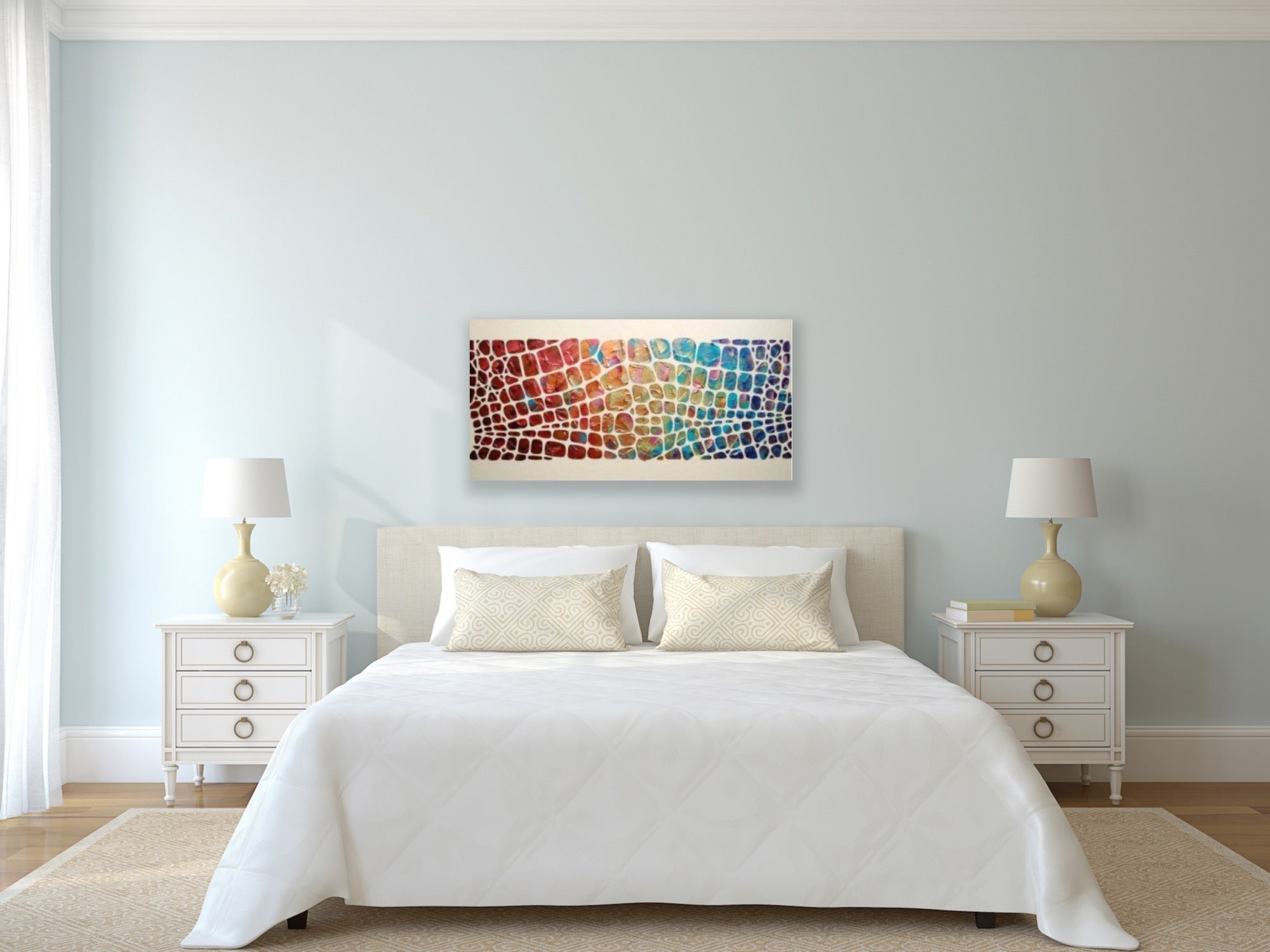“Stained Glass” Colorful Abstract Original Palette knife Impasto Textured Large Wall Art MADE2ORDER Geometric Mosaic Painting Black and MultiColor