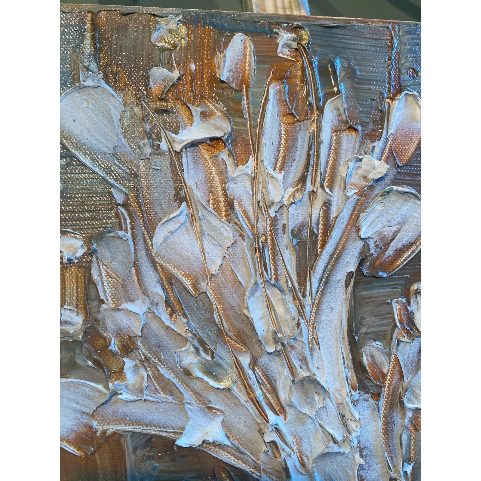 White Abstract Koi Fish Painting, Original palette knife Textured Impressionism Fine Art, 20"x20" Canvas, by susanna shap