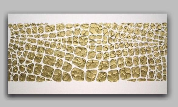 Original white and gold Textured Large Abstract Art MADE2ORDER Mosaic Painting (48”x24”)
