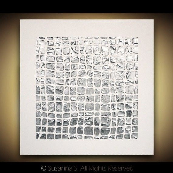 White and Silver Abstract Minimalist ORIGINAL Textured Painting palette knife Impasto, Abstract Wall Art -MADE2ORDER