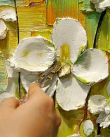 Original Abstract tree painting White cherry blossom, Grey, Brown & Beige textured palette knife impasto art by susanna shap (MADE2ORDER)