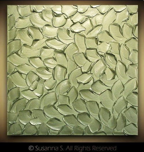 Sage Green, Abstract Minimalist ORIGINAL Metallic Textured Painting palette knife Impasto, Abstract Wall Art -MADE2ORDER-Mix & match