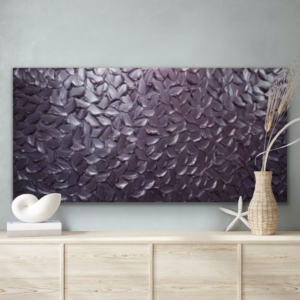 Lilac Smoky purple Abstract Minimalist ORIGINAL Metallic Textured Painting palette knife Impasto, Abstract Wall Art -MADE2ORDER-Mix & match