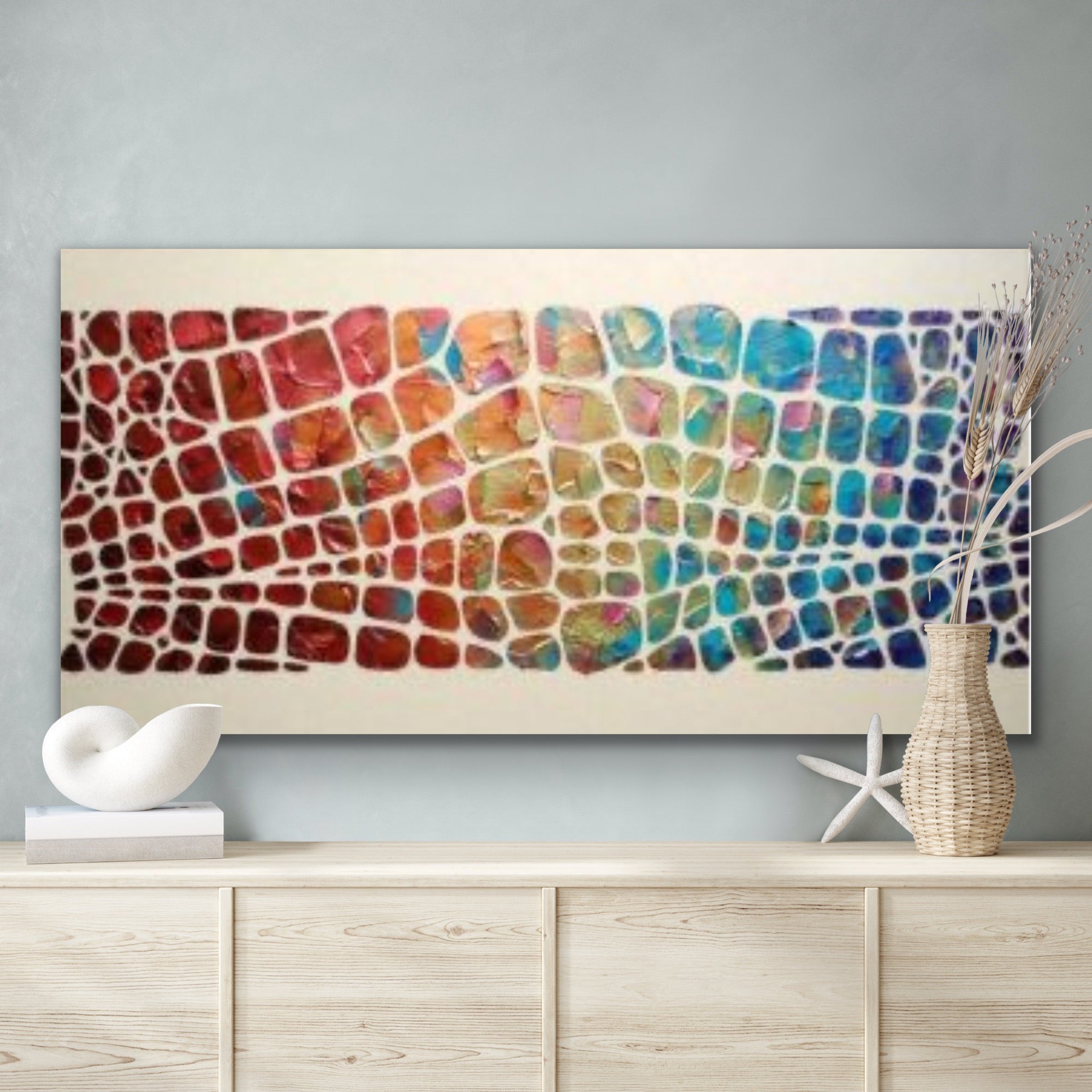 “Stained Glass” Colorful Abstract Original Palette knife Impasto Textured Large Wall Art MADE2ORDER Geometric Mosaic Painting Black and MultiColor