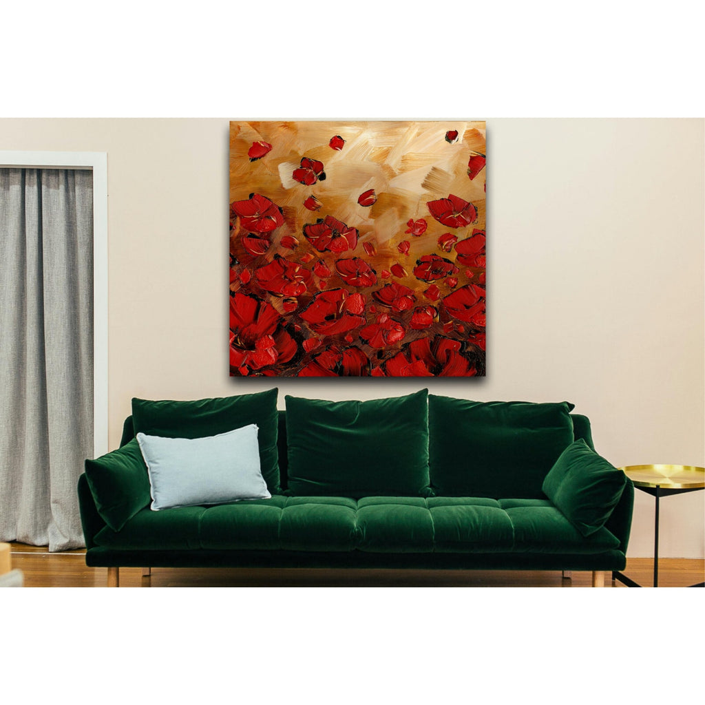 Landscape art red poppies Large Abstract Wall PRINT stretched canvas by susanna