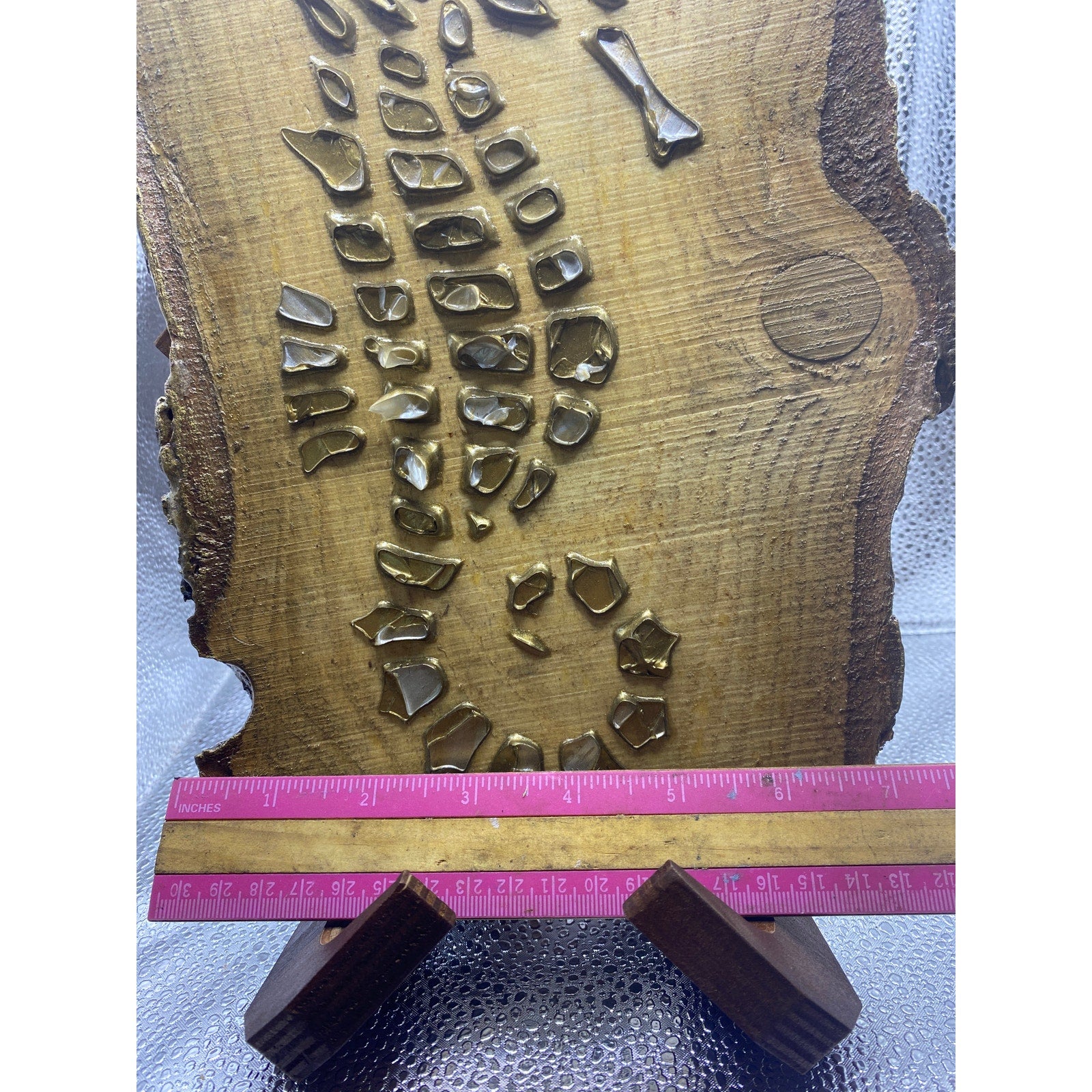 ORIGINAL Small Gold Seahorse painting, impasto tactile textured art on wood- by Susanna Shap