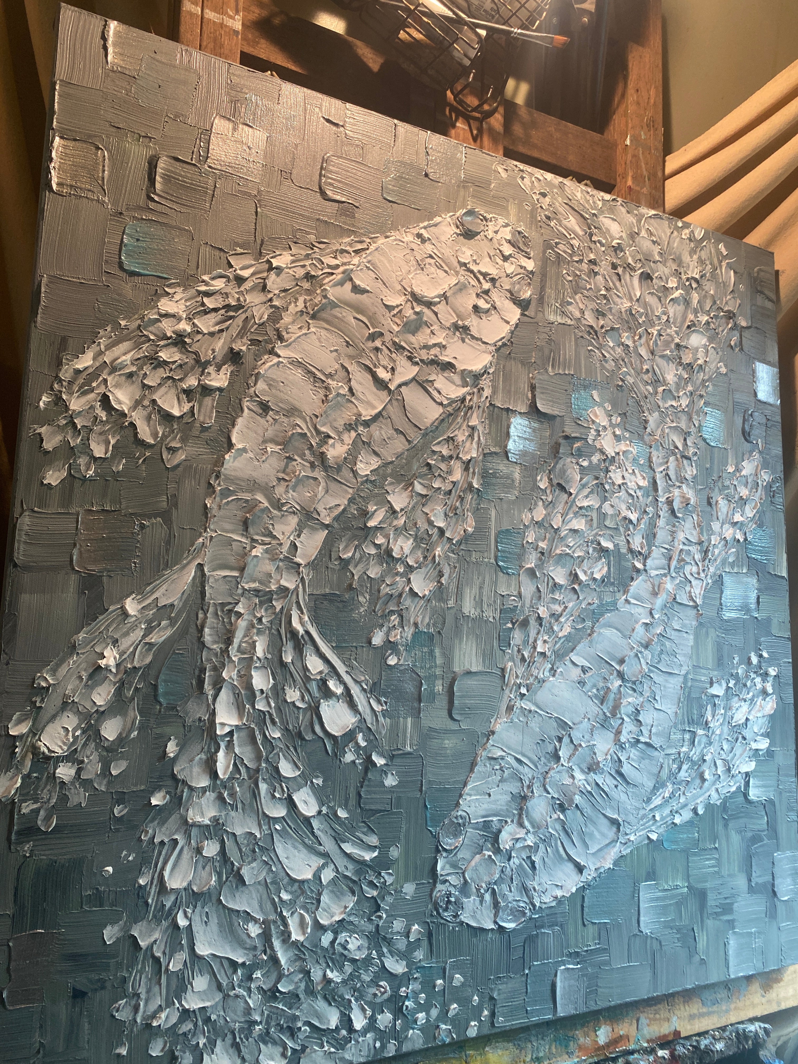 Made2order 36x36” koi fish painting- remaining balance on completed commission art- reserved for Jamie