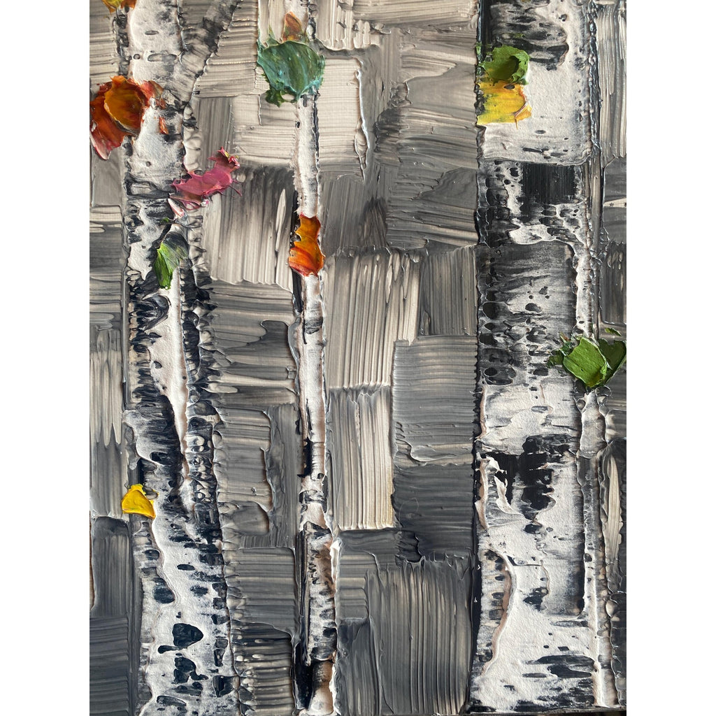 Original Textured Birch Trees Impasto Painting by Susanna Shap (48"x24")