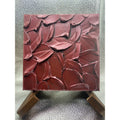 ORIGINAL Abstract Textured painting Metallic Garnet Red, Palette knife Impasto Small 8" x 8"