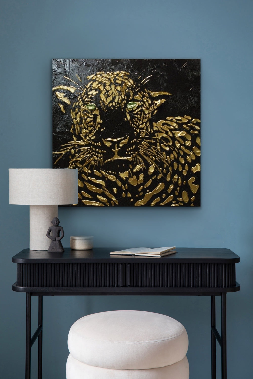 Original Abstract Leopard Painting Black Gold Palette Knife Impasto Textured Fine Art on Canvas - MADE2ORDER Mix&match