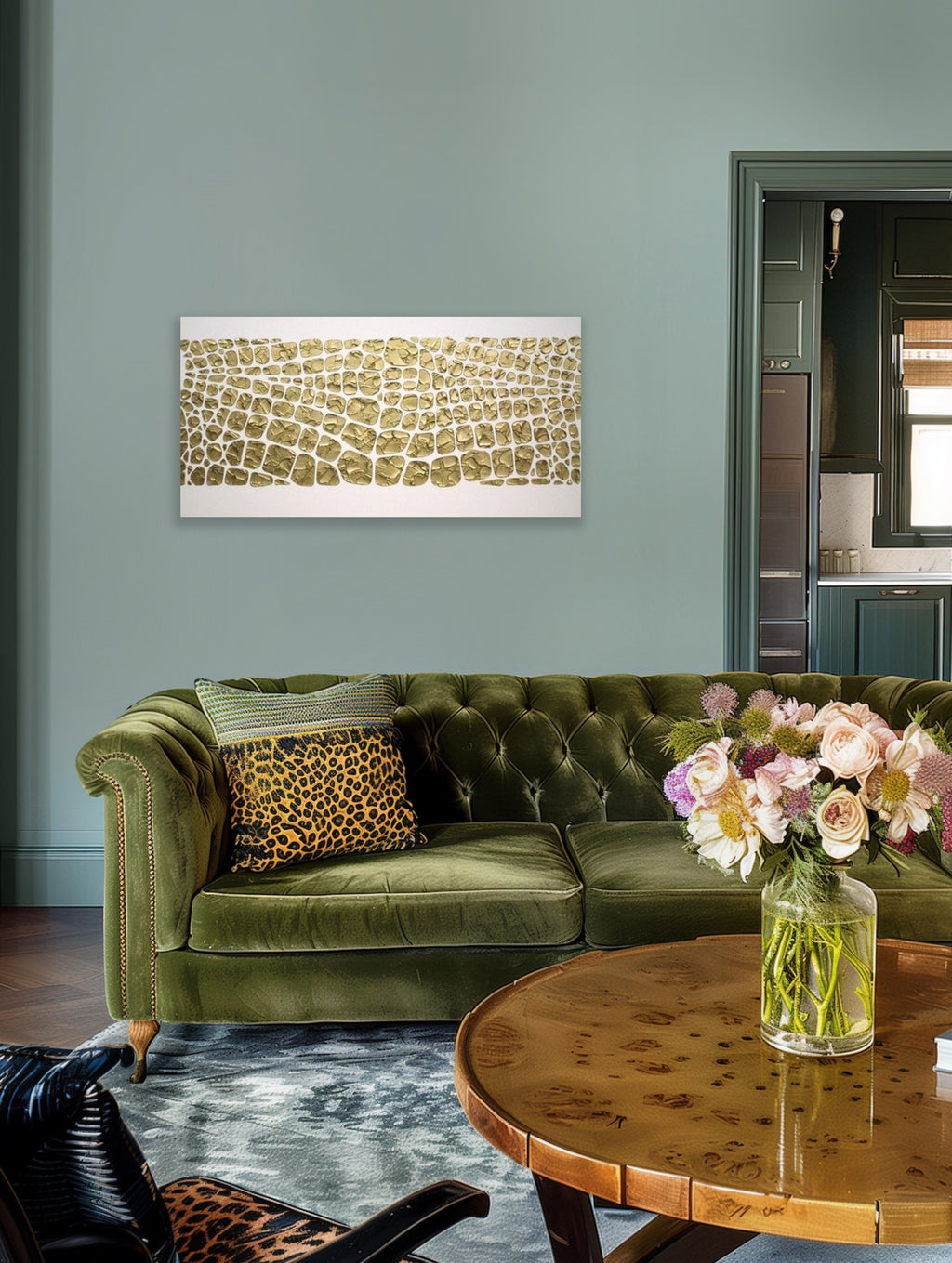 Original white and gold Textured Large Abstract Art MADE2ORDER Mosaic Painting (48”x24”)