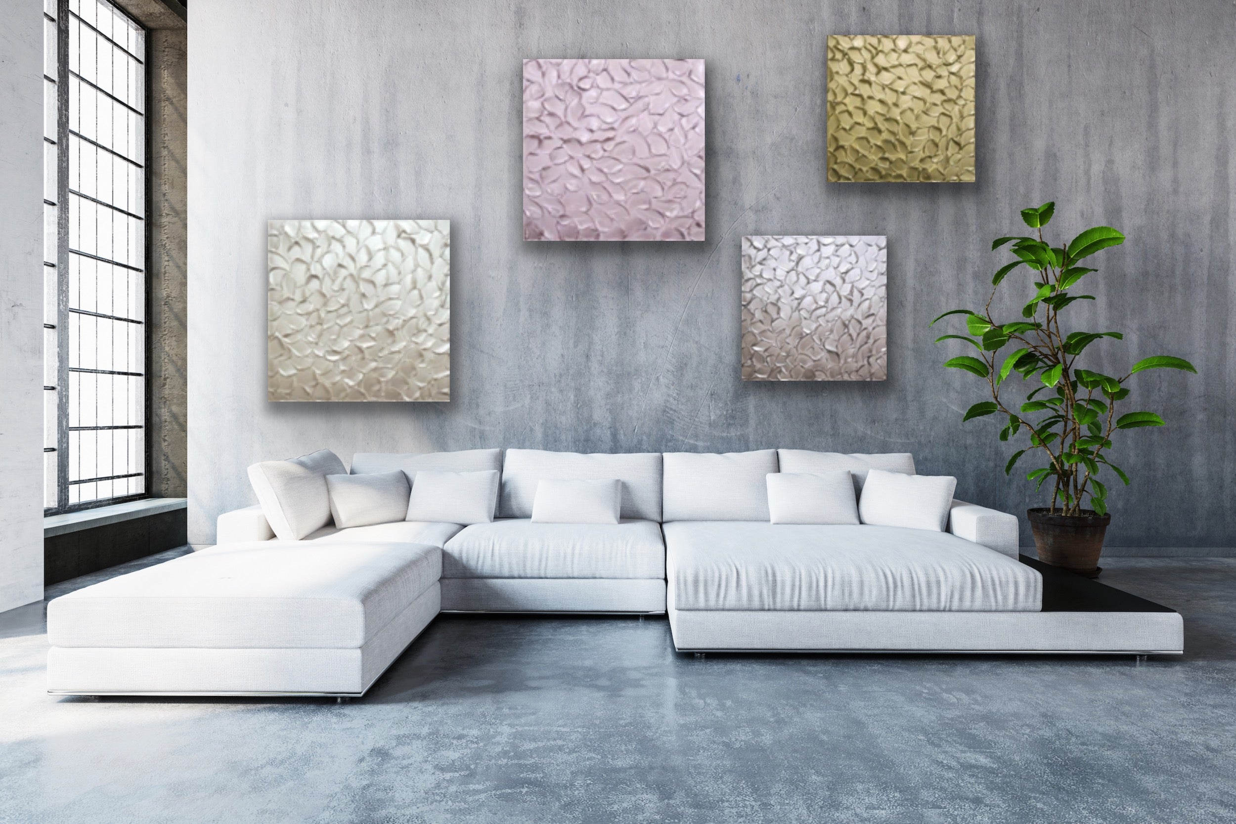 Pink Blush Abstract Minimalist ORIGINAL Metallic Textured Painting palette knife Impasto, Abstract Wall Art -MADE2ORDER-Mix & match