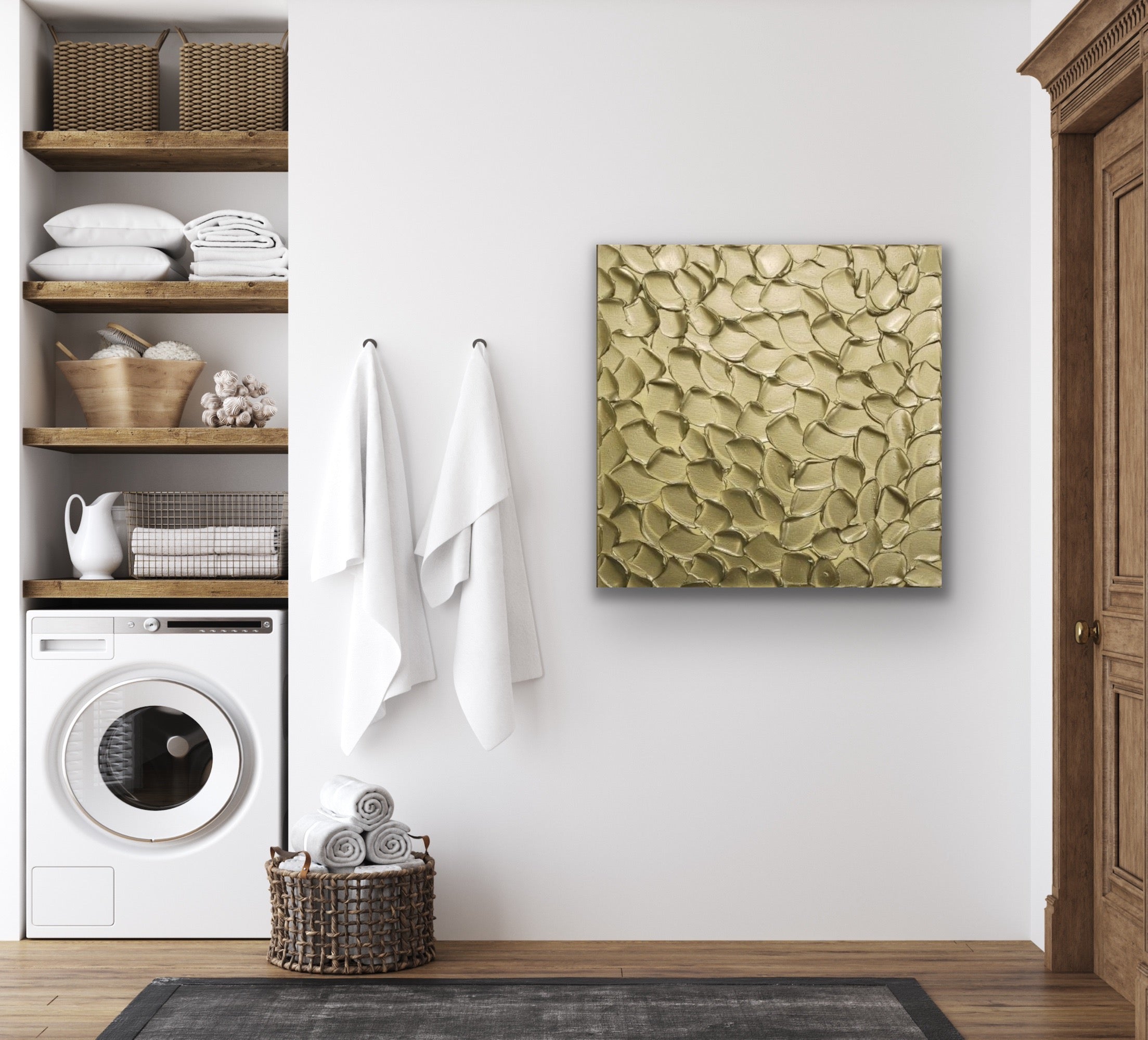 Pale Gold Abstract Minimalist ORIGINAL Metallic Textured Painting palette knife Impasto, Abstract Wall Art -MADE2ORDER-Mix & match