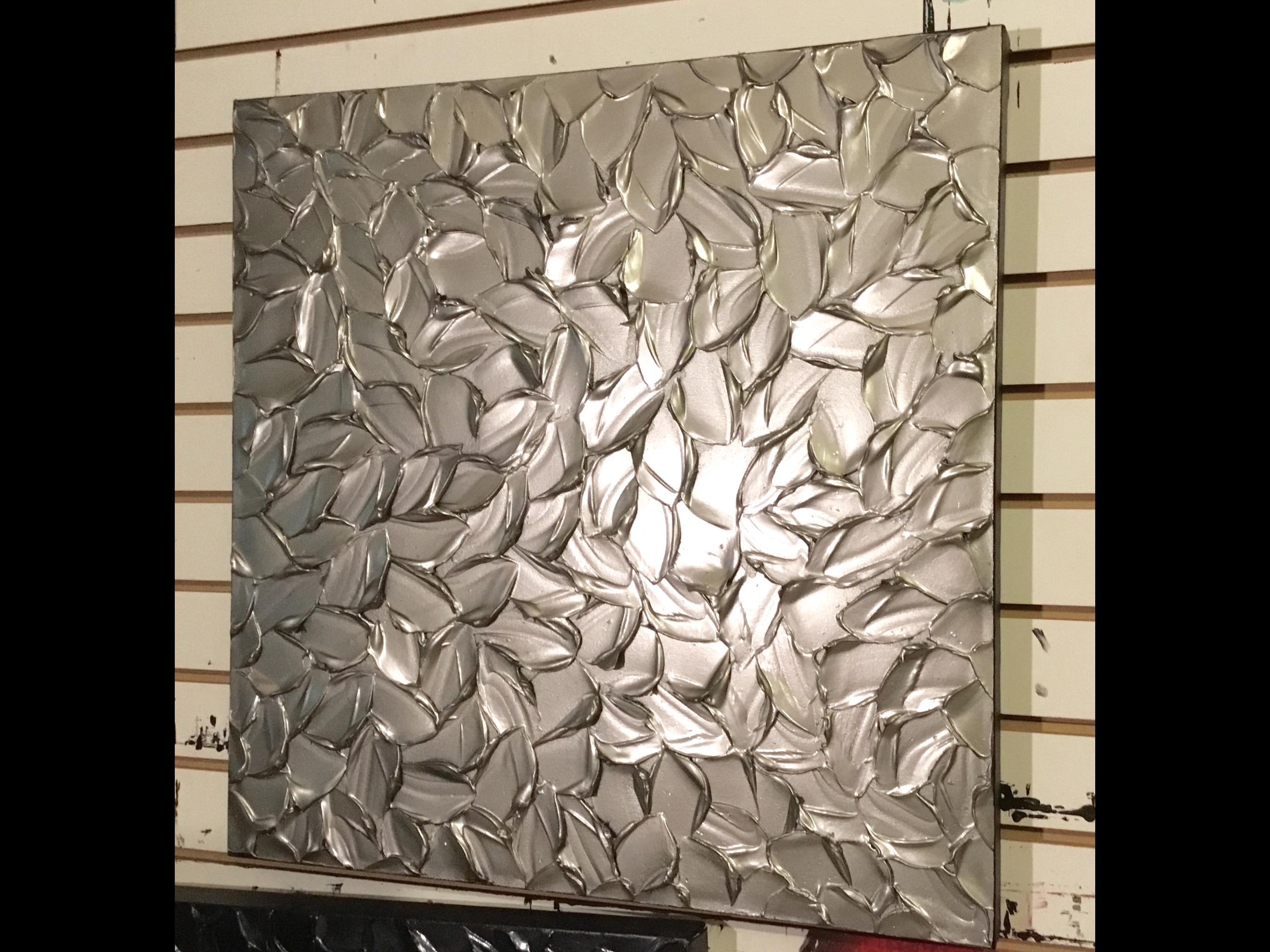 Original silver large textured abstract painting palette knife impasto art by susanna shap MADE2ORDER