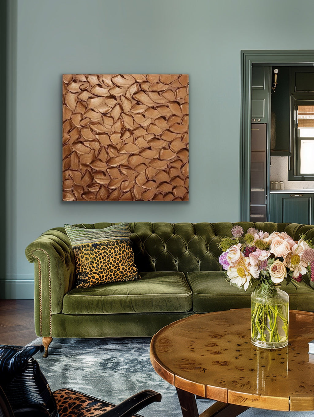 Copper Abstract Minimalist ORIGINAL Metallic Textured Painting palette knife Impasto, Abstract Wall Art -MADE2ORDER-Mix & match
