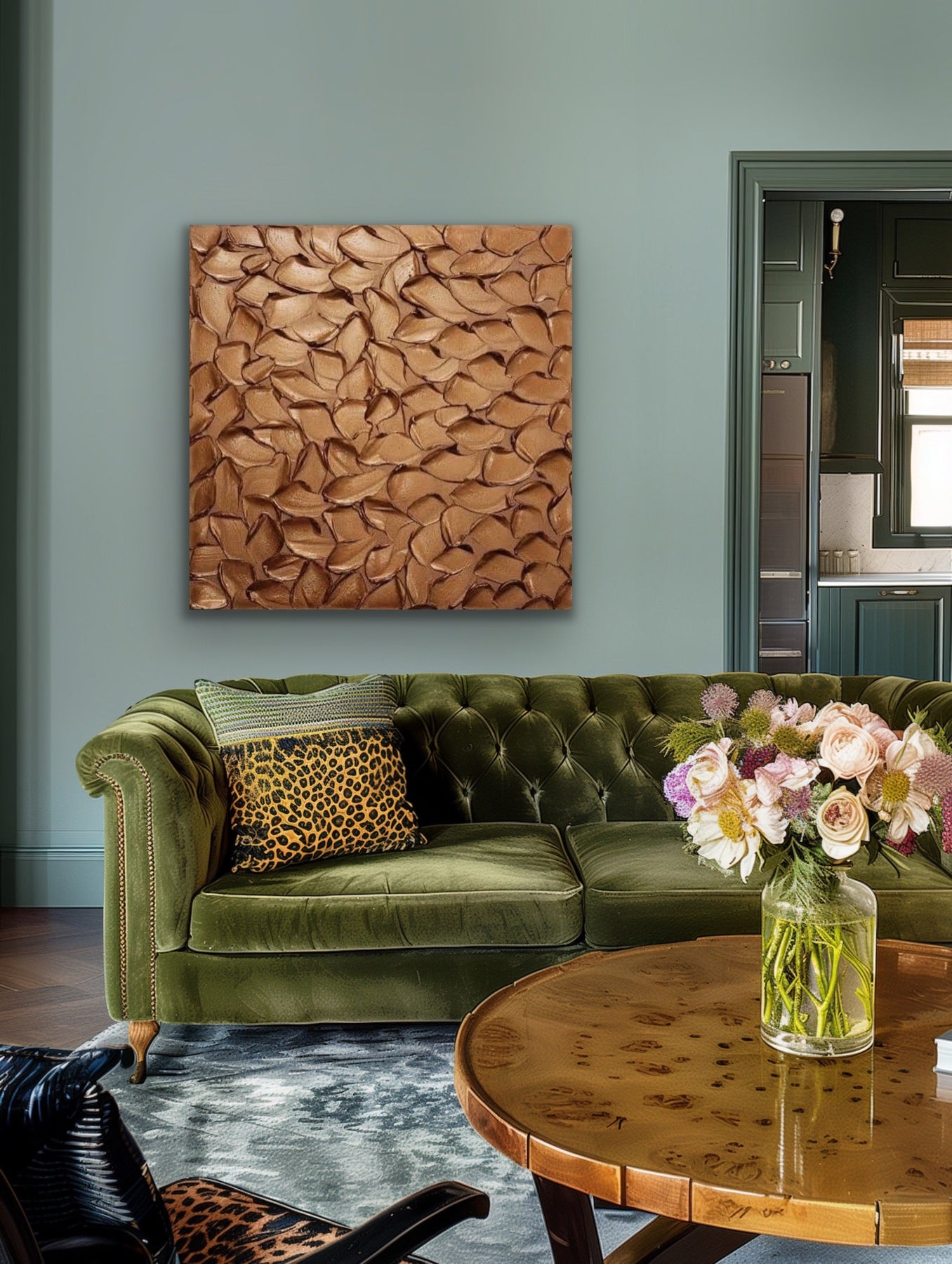 Copper Abstract Minimalist ORIGINAL Metallic Textured Painting palette knife Impasto, Abstract Wall Art -MADE2ORDER-Mix & match