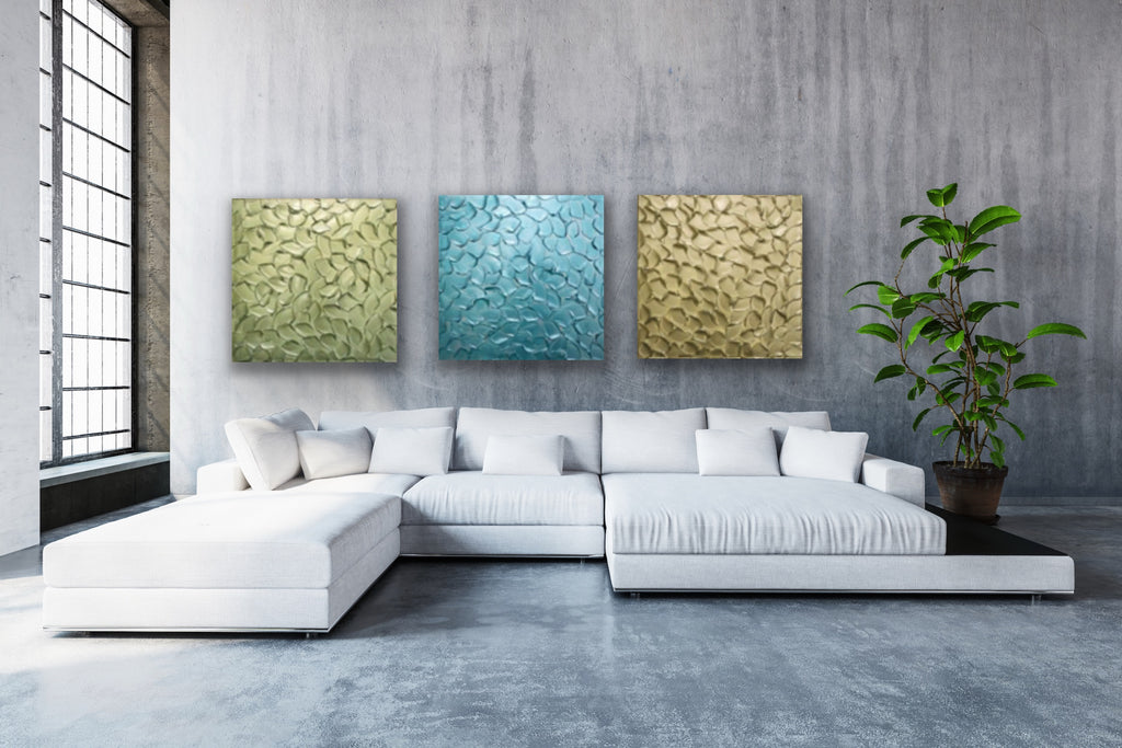 Turquoise Abstract Minimalist ORIGINAL Metallic Textured Painting palette knife Impasto, Abstract Wall Art -MADE2ORDER-Mix & match