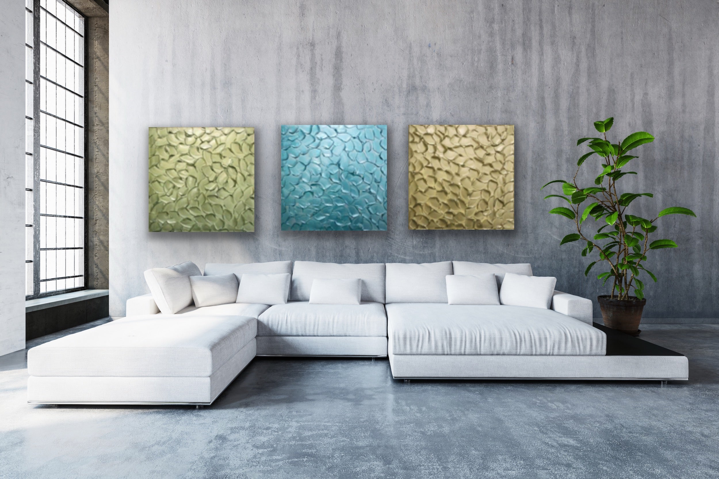 Turquoise Abstract Minimalist ORIGINAL Metallic Textured Painting palette knife Impasto, Abstract Wall Art -MADE2ORDER-Mix & match