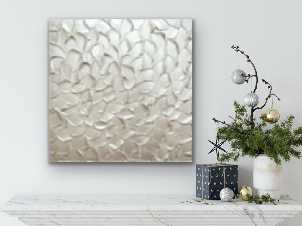 White pearl Abstract Minimalist ORIGINAL Textured Painting palette knife Impasto, Abstract Wall Art -MADE2ORDER