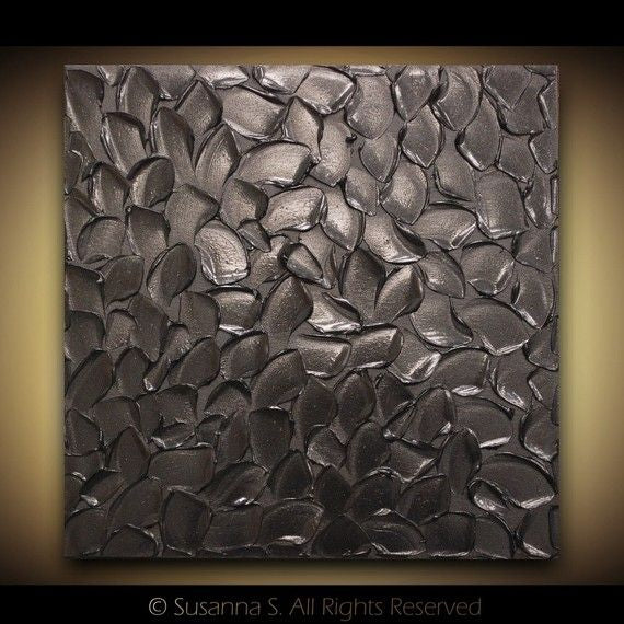Abstract Minimalist ORIGINAL Textured Black pearl Painting palette knife Impasto, Abstract Wall Art -MADE2ORDER