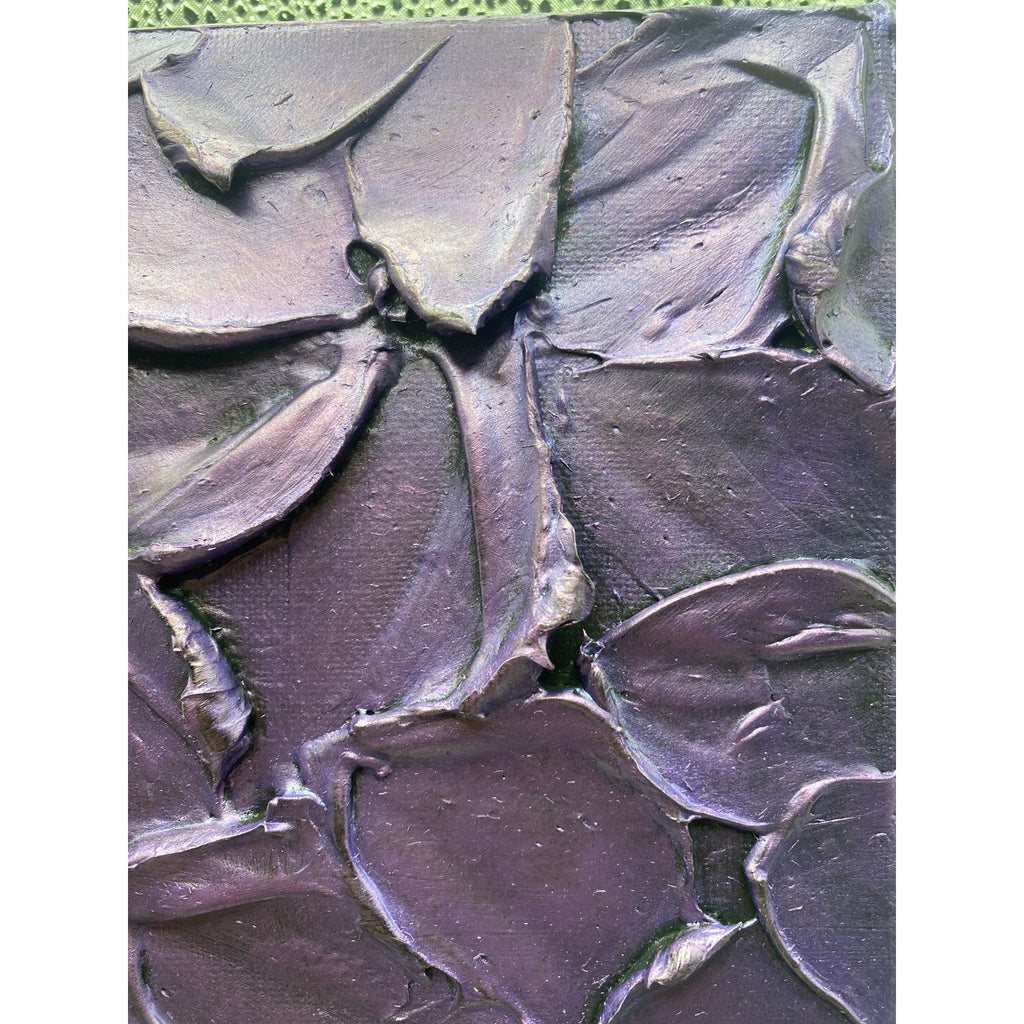 ORIGINAL Abstract Textured painting Metallic Amethyst Purple, Palette knife Impasto Small 8" x 8"