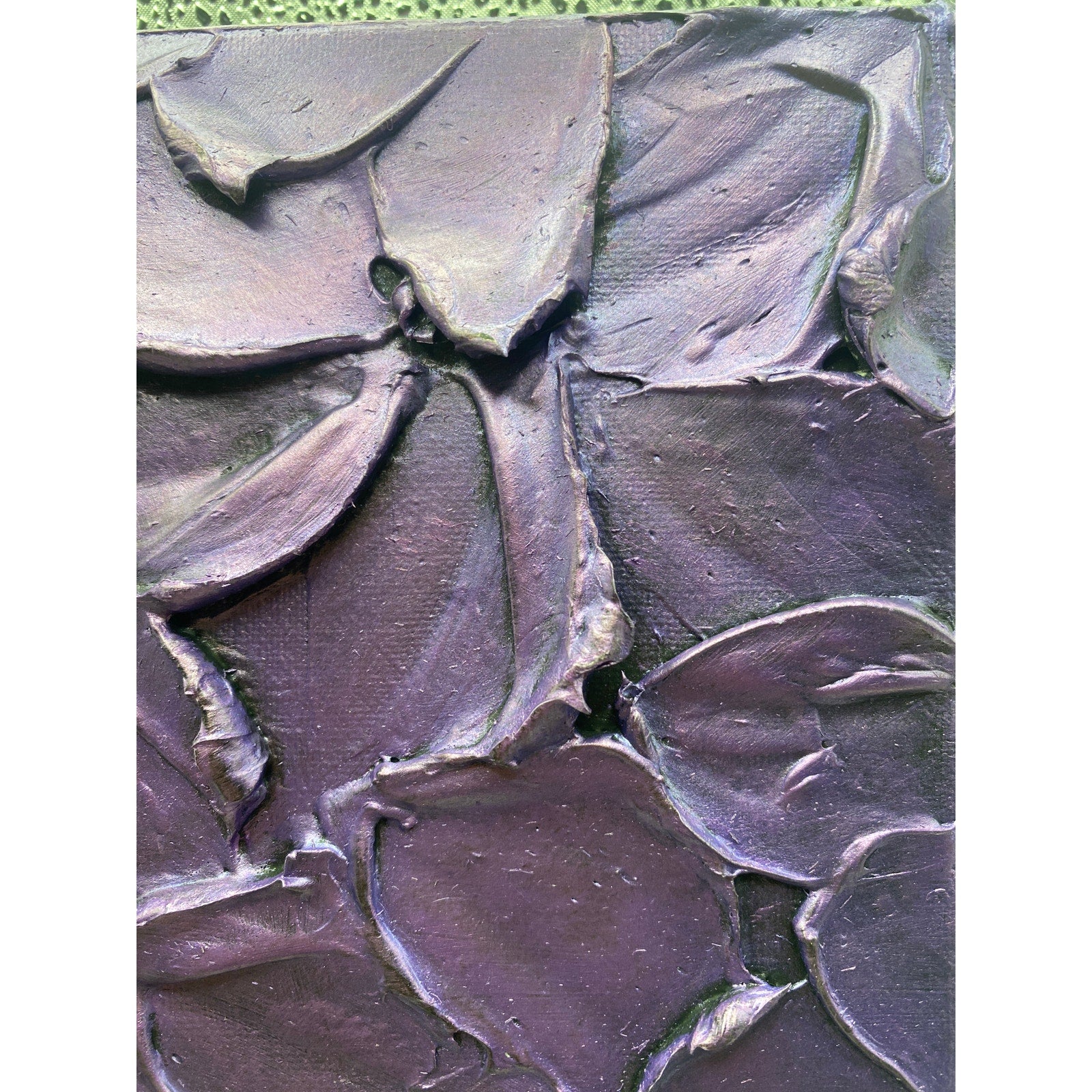 ORIGINAL Abstract Textured painting Metallic Amethyst Purple, Palette knife Impasto Small 8" x 8"