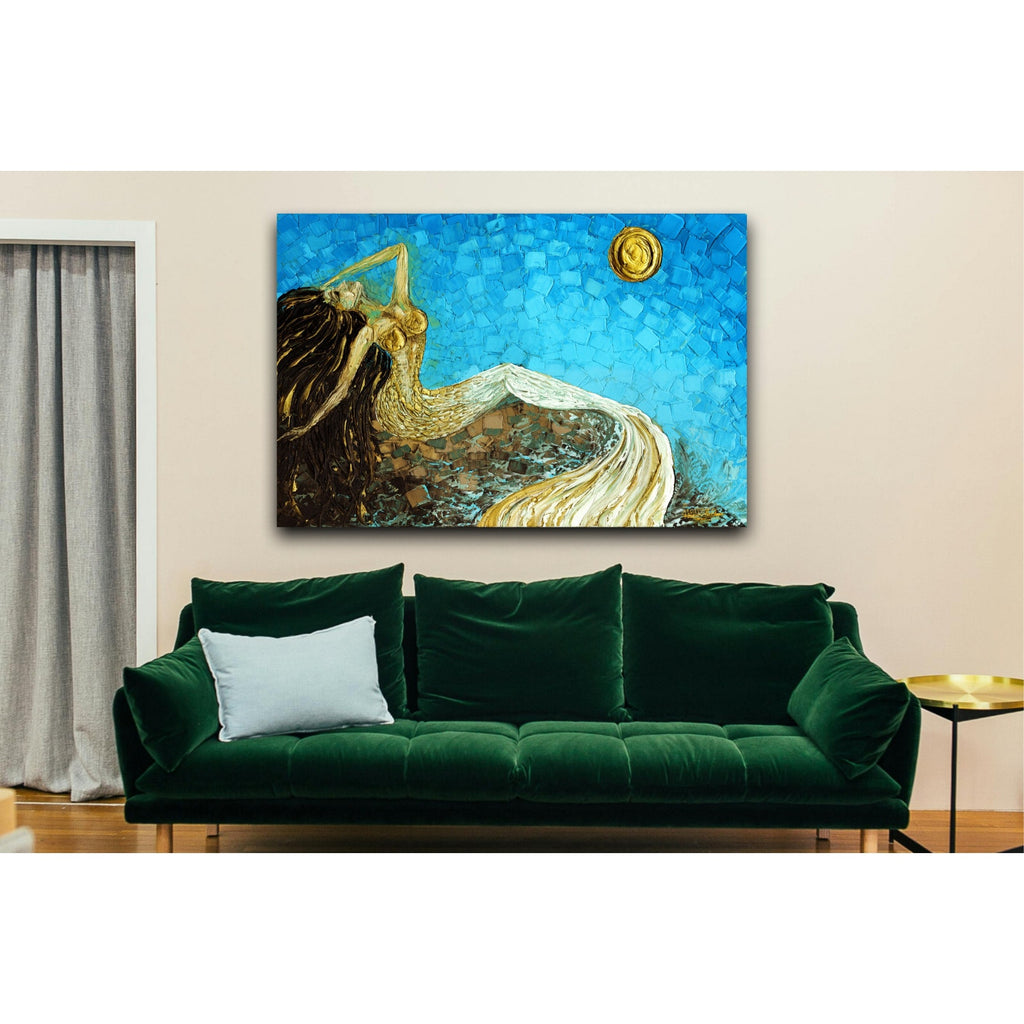 Mermaid Art, Ocean Seascape Fine art Gicleee PRINT Abstract Impressionist Wall Art on canvas  by Susanna Shap