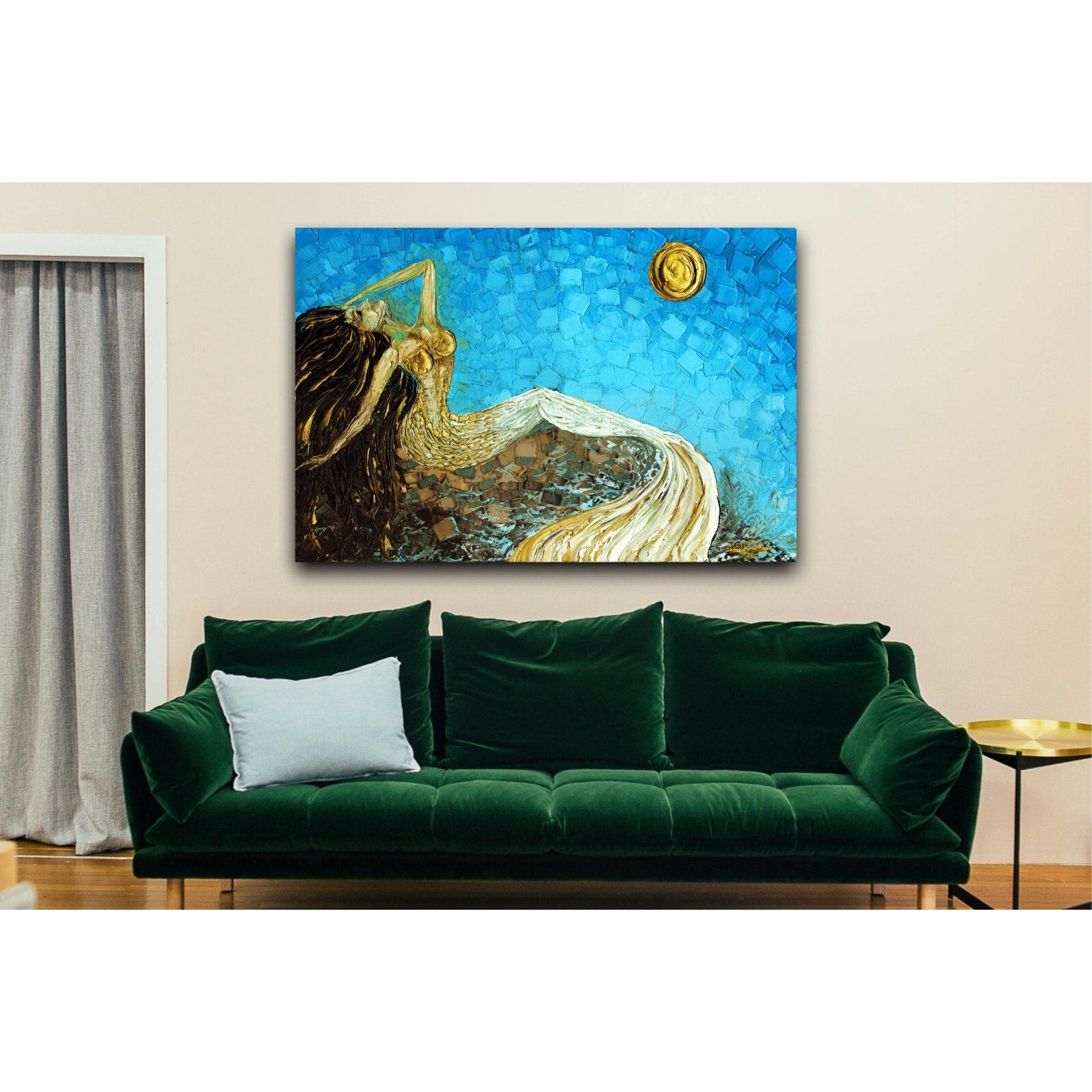Mermaid Art Mythical Seascape Ocean Fantasy PRINT Abstract Wall Art canvas -Susanna Shap