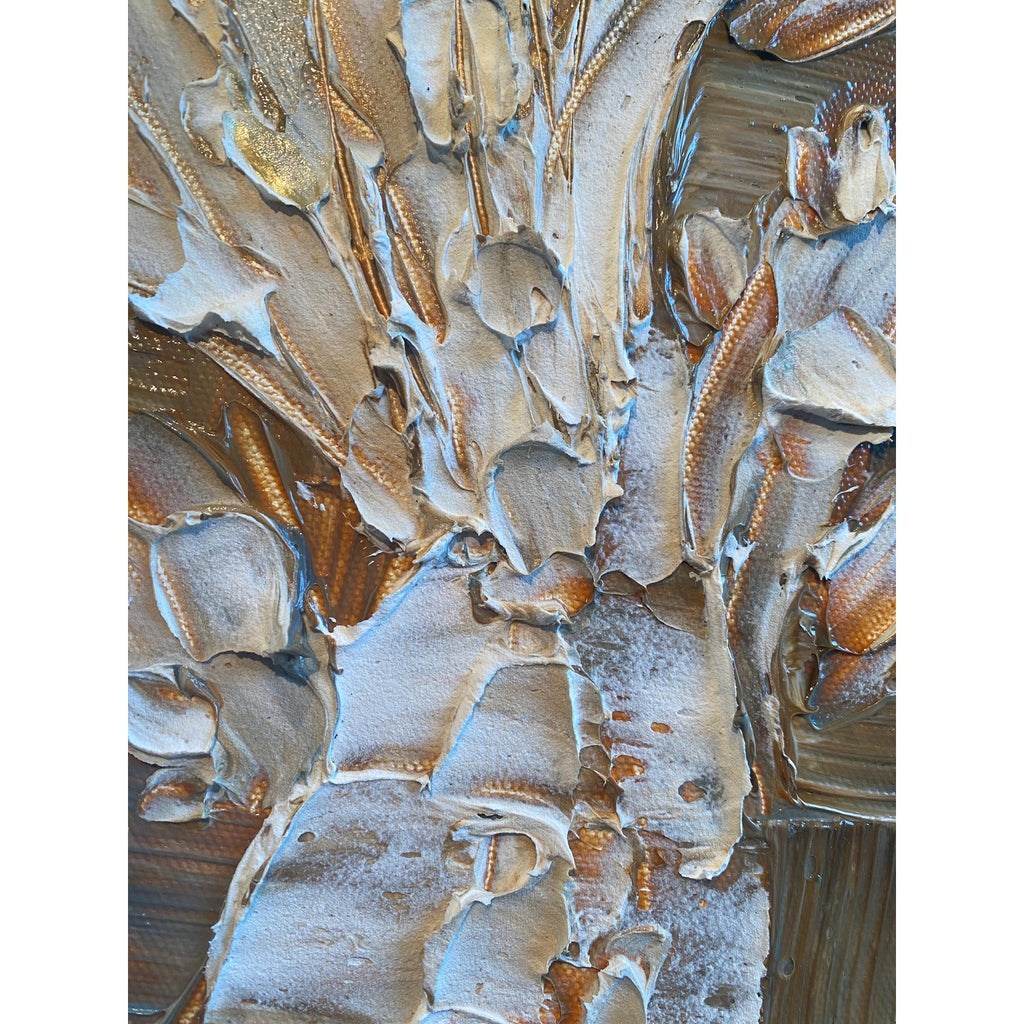 White Abstract Koi Fish Painting, Original palette knife Textured Impressionism Fine Art, 20"x20" Canvas, by susanna shap