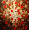 Original Brown Beige and Red Modern Art Abstract painting, Geometric Squares Impasto Textured palette knife art by susanna shap (MADE2ORDER)