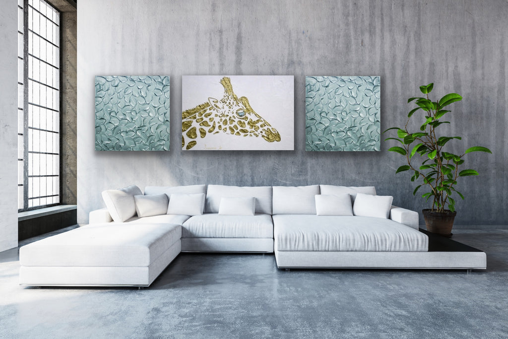 Teal blue ORIGINAL Textured Painting Abstract Minimalist Metallic palette knife Impasto, Abstract Wall Art -MADE2ORDER-Mix & match