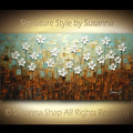 Original Painting White Flower Blossoms no.2 Modern Abstract Landscape, Earth tones Grey Beige Impasto Textured palette knife art by susanna shap (MADE2ORDER)