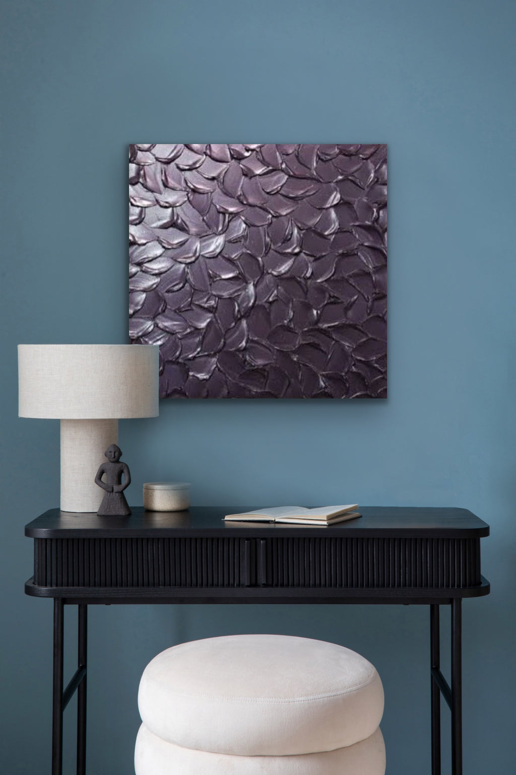 Lilac Smoky purple Abstract Minimalist ORIGINAL Metallic Textured Painting palette knife Impasto, Abstract Wall Art -MADE2ORDER-Mix & match